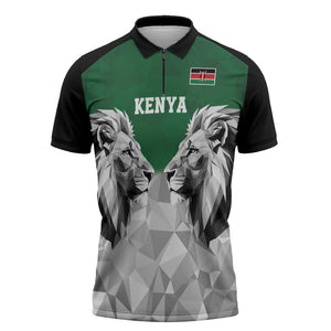 Custom Rugby Africa Kenya Zipper Polo Shirt Green Kenyan 22-23 Motif