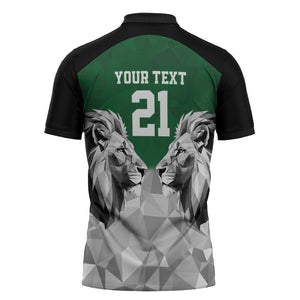 Custom Rugby Africa Kenya Zipper Polo Shirt Green Kenyan 22-23 Motif