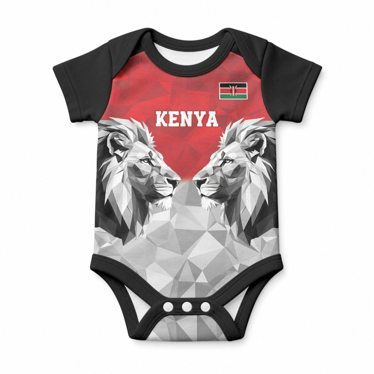 Custom Rugby Africa Kenya Baby Onesie Red Kenyan 22-23 Motif