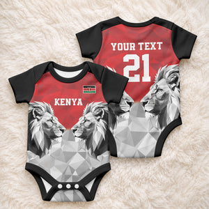 Custom Rugby Africa Kenya Baby Onesie Red Kenyan 22-23 Motif