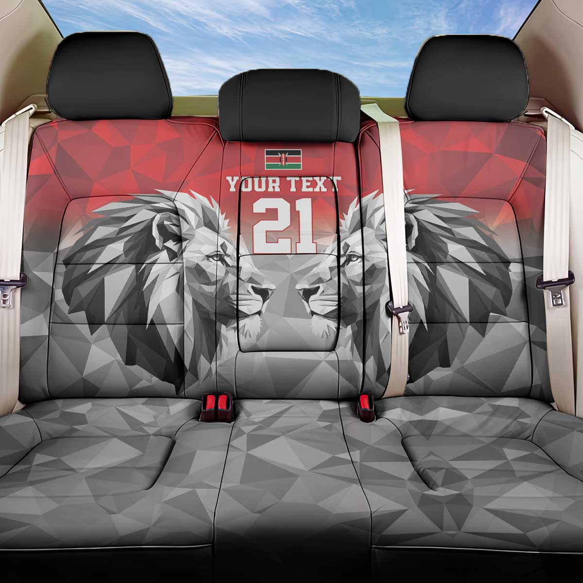 Custom Rugby Africa Kenya Back Car Seat Cover Red Kenyan 22-23 Motif - African Pride