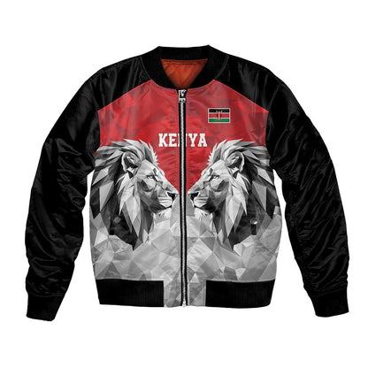 Custom Rugby Africa Kenya Bomber Jacket Red Kenyan 22-23 Motif - African Pride
