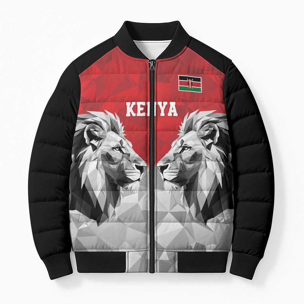 Custom Rugby Africa Kenya Bomber Puffer Jacket Red Kenyan 22-23 Motif