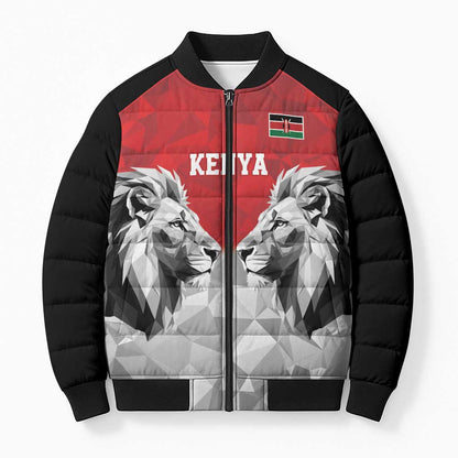 Custom Rugby Africa Kenya Bomber Puffer Jacket Red Kenyan 22-23 Motif