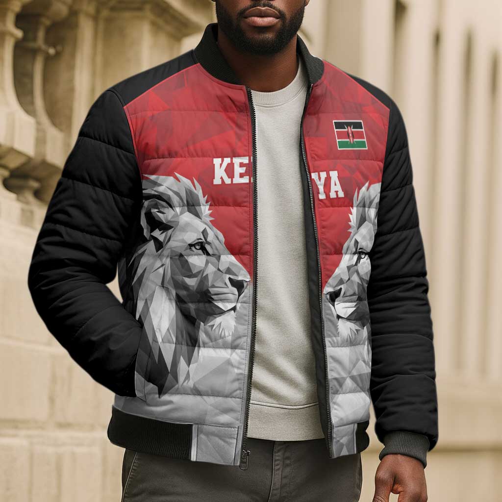 Custom Rugby Africa Kenya Bomber Puffer Jacket Red Kenyan 22-23 Motif