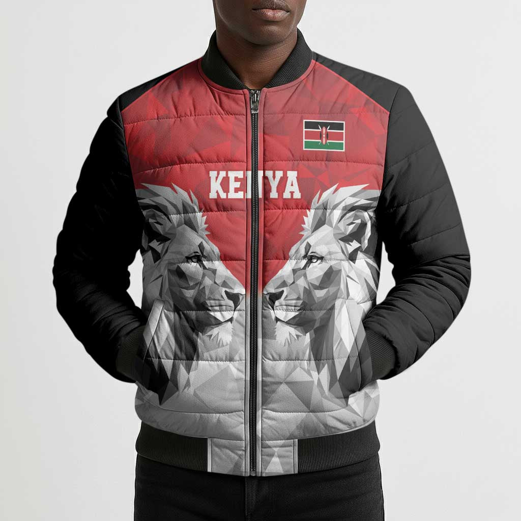 Custom Rugby Africa Kenya Bomber Puffer Jacket Red Kenyan 22-23 Motif