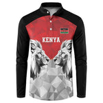 Custom Rugby Africa Kenya Button Sweatshirt Red Kenyan 22-23 Motif