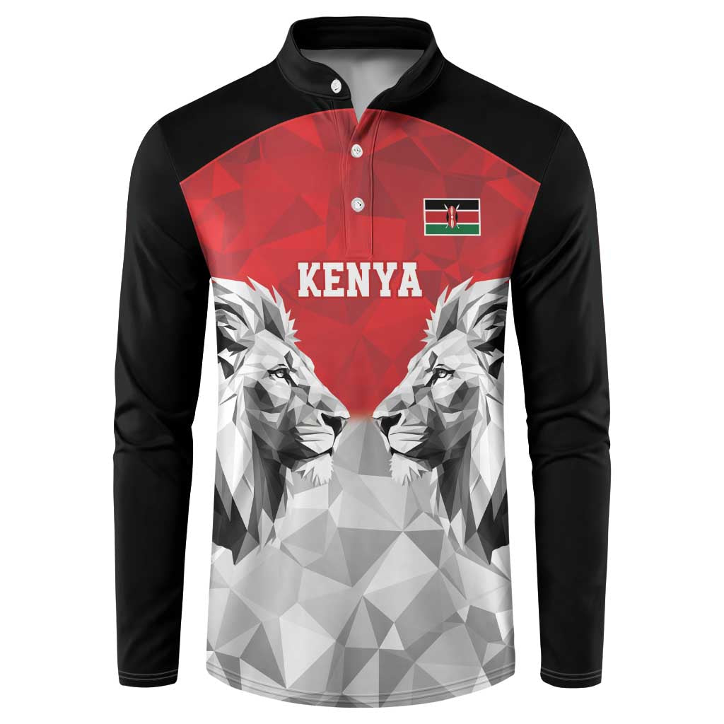 Custom Rugby Africa Kenya Button Sweatshirt Red Kenyan 22-23 Motif