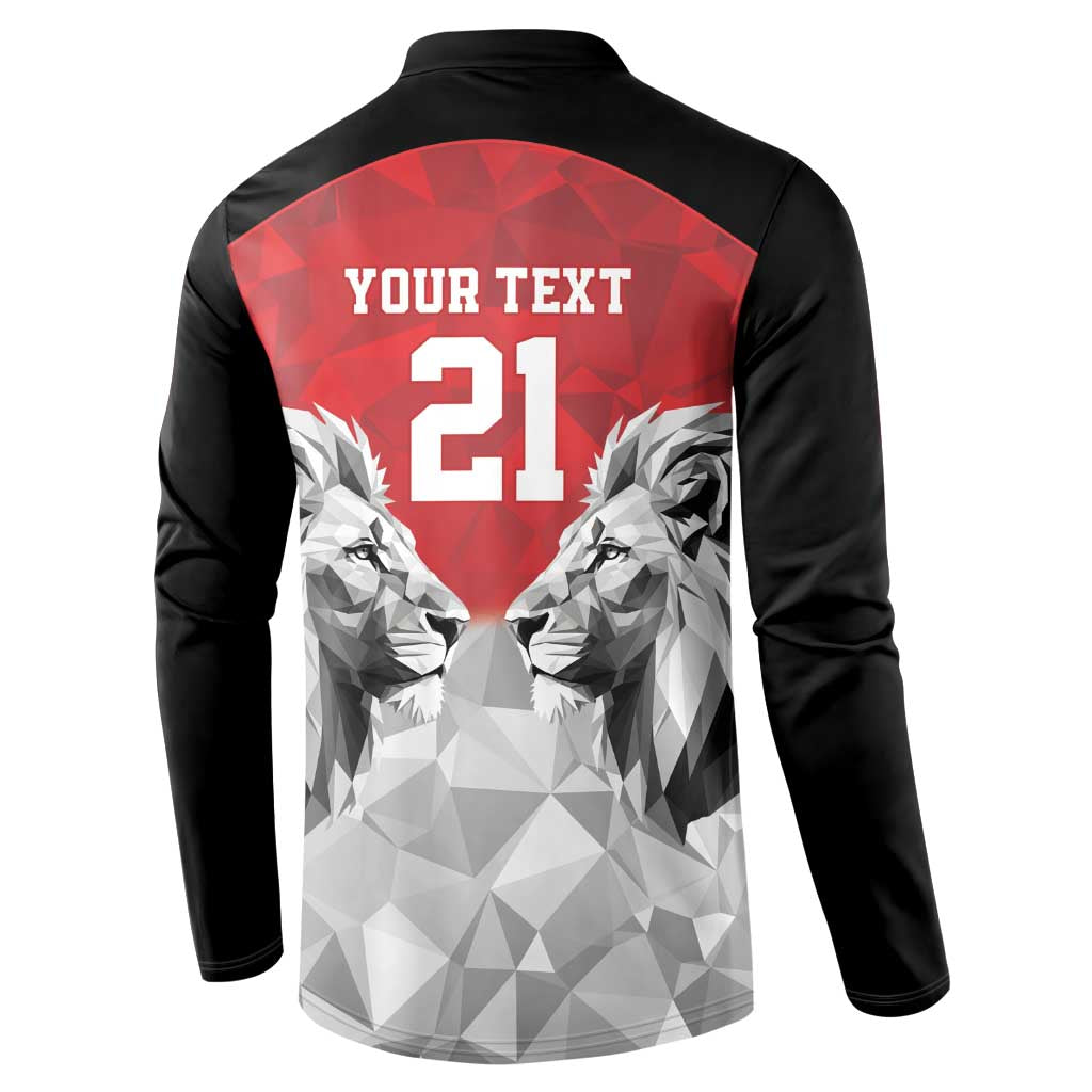 Custom Rugby Africa Kenya Button Sweatshirt Red Kenyan 22-23 Motif