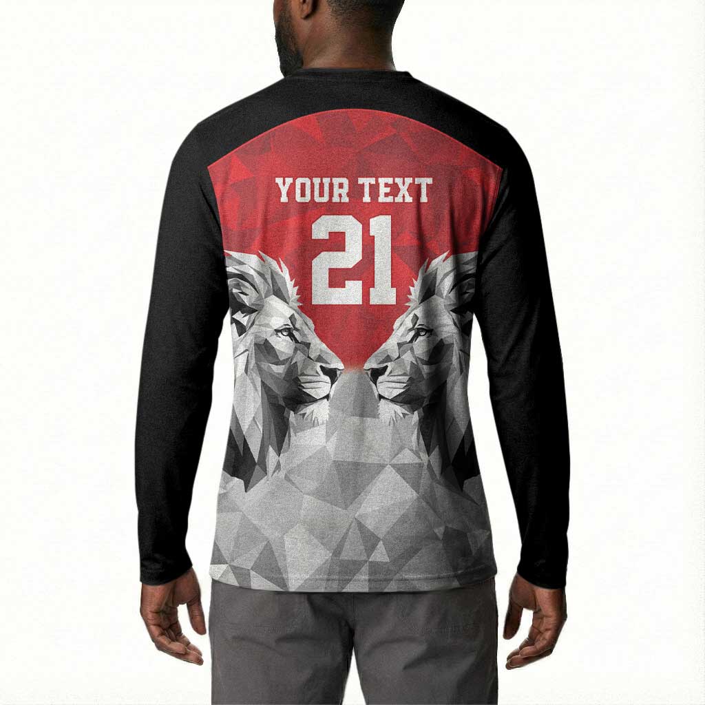Custom Rugby Africa Kenya Button Sweatshirt Red Kenyan 22-23 Motif