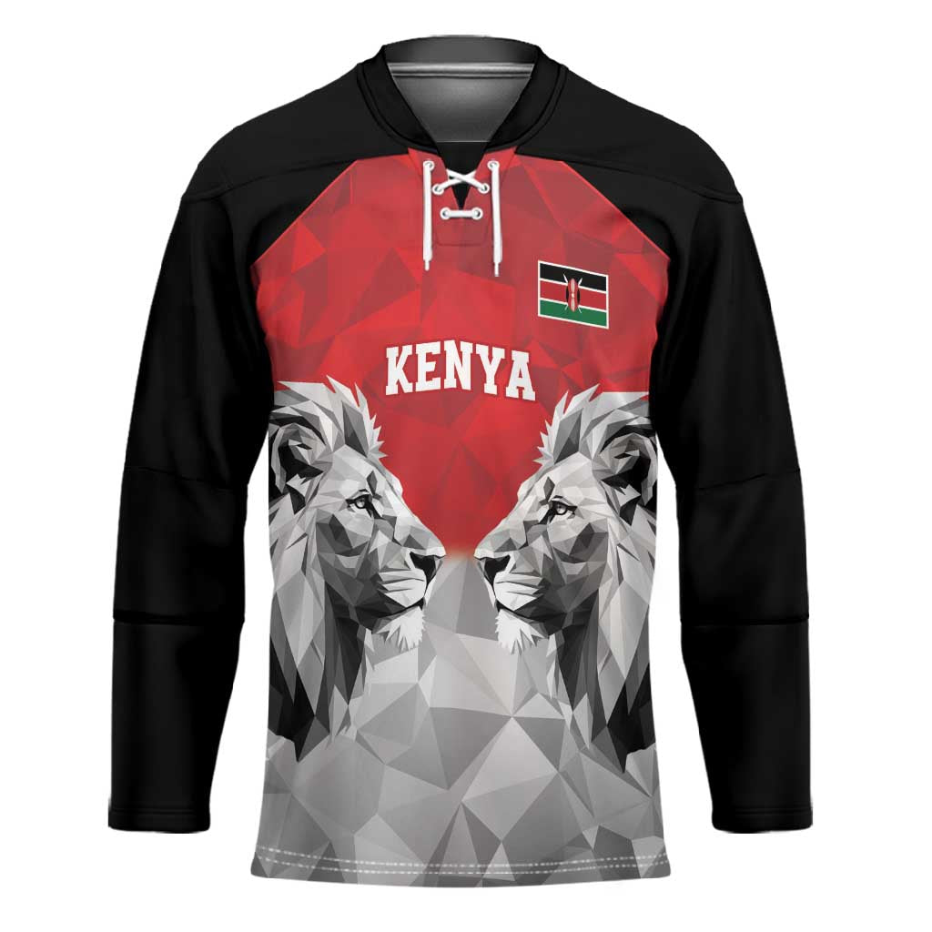 Custom Rugby Africa Kenya Hockey Jersey Red Kenyan 22-23 Motif