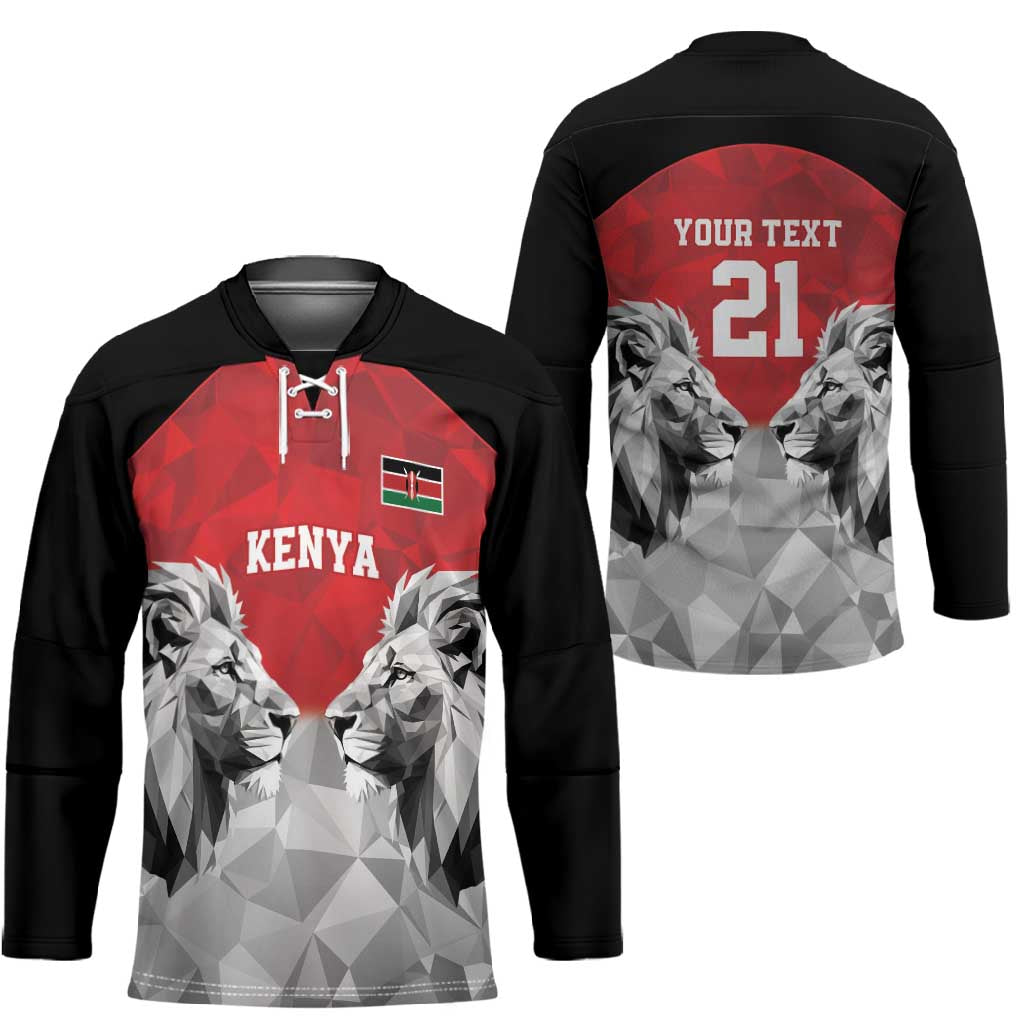 Custom Rugby Africa Kenya Hockey Jersey Red Kenyan 22-23 Motif