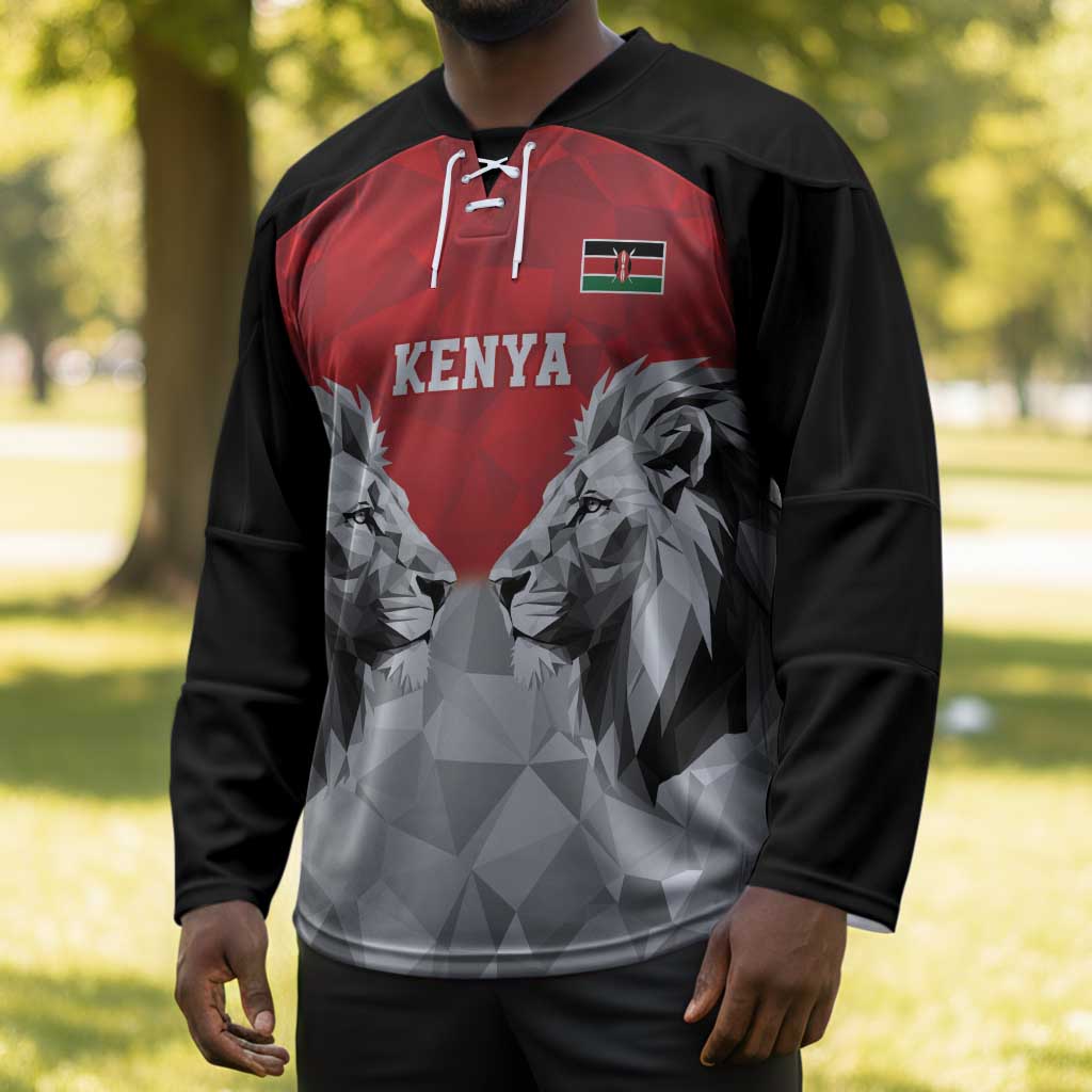 Custom Rugby Africa Kenya Hockey Jersey Red Kenyan 22-23 Motif