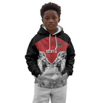 Custom Rugby Africa Kenya Kid Hoodie Red Kenyan 22-23 Motif - African Pride