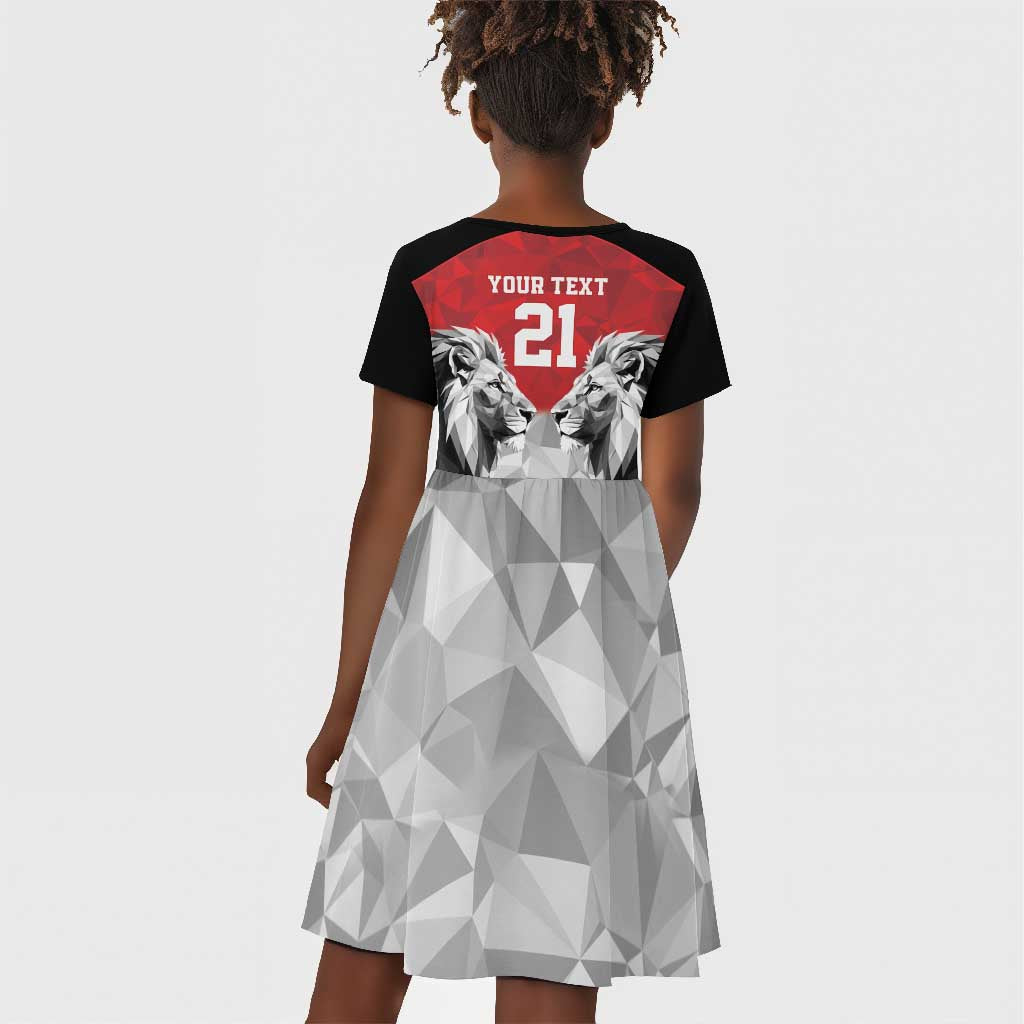 Custom Rugby Africa Kenya Kid Short Sleeve Dress Red Kenyan 22-23 Motif - African Pride