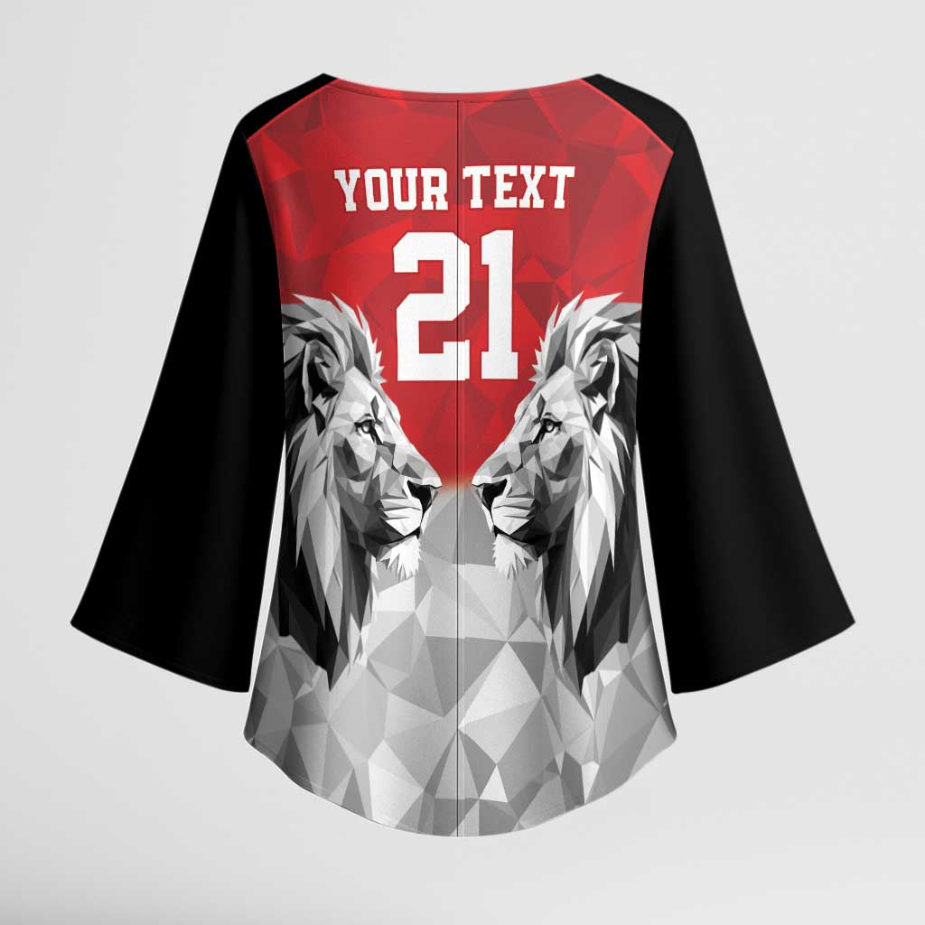 Custom Rugby Africa Kenya Kimono Sleeve Blouse Red Kenyan 22-23 Motif