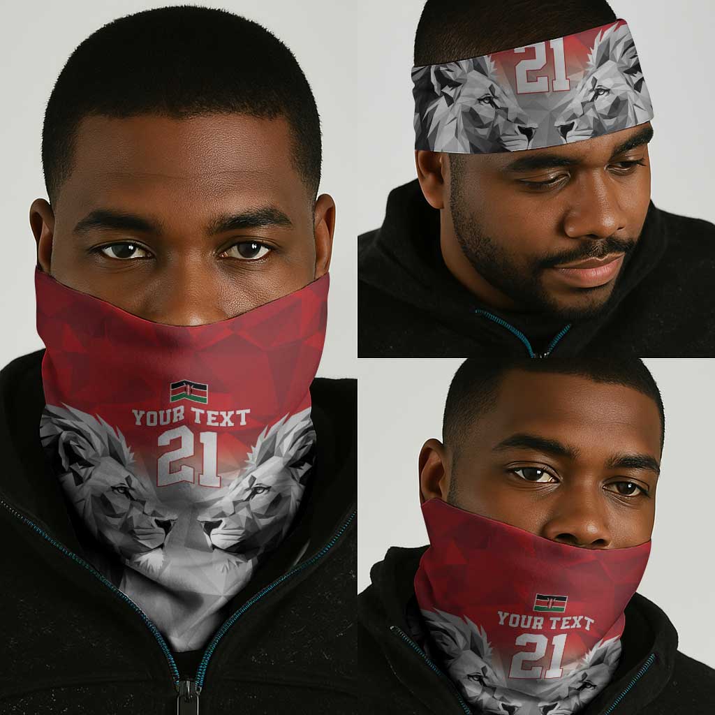 Custom Rugby Africa Kenya Neck Gaiter Red Kenyan 22-23 Motif LT9