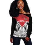 Custom Rugby Africa Kenya Off Shoulder Sweater Red Kenyan 22-23 Motif - African Pride
