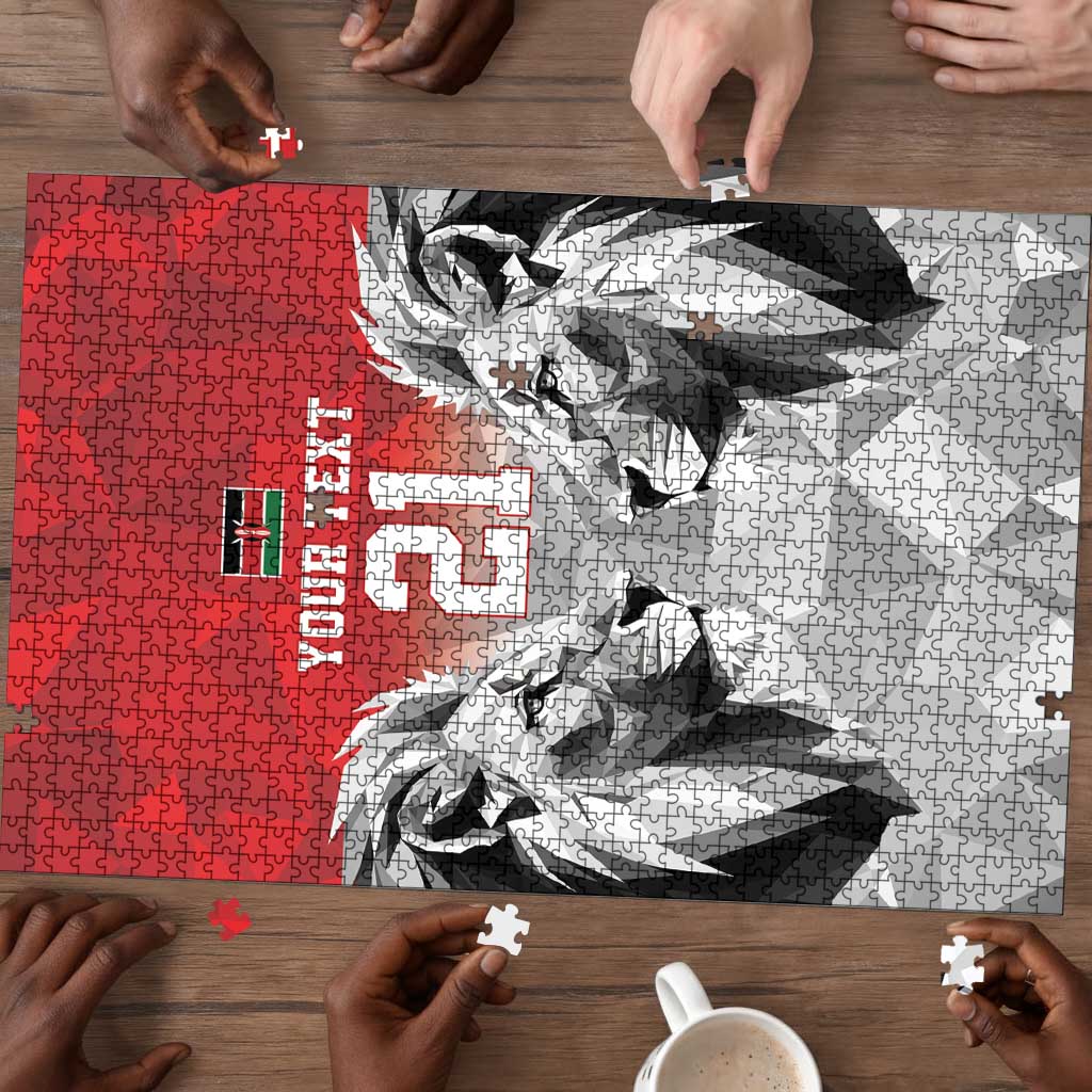 Custom Rugby Africa Kenya Puzzle Red Kenyan 22-23 Motif