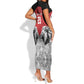 Custom Rugby Africa Kenya Short Sleeve Bodycon Dress Red Kenyan 22-23 Motif - African Pride