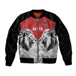 Custom Rugby Africa Kenya Sleeve Zip Bomber Jacket Red Kenyan 22-23 Motif - African Pride