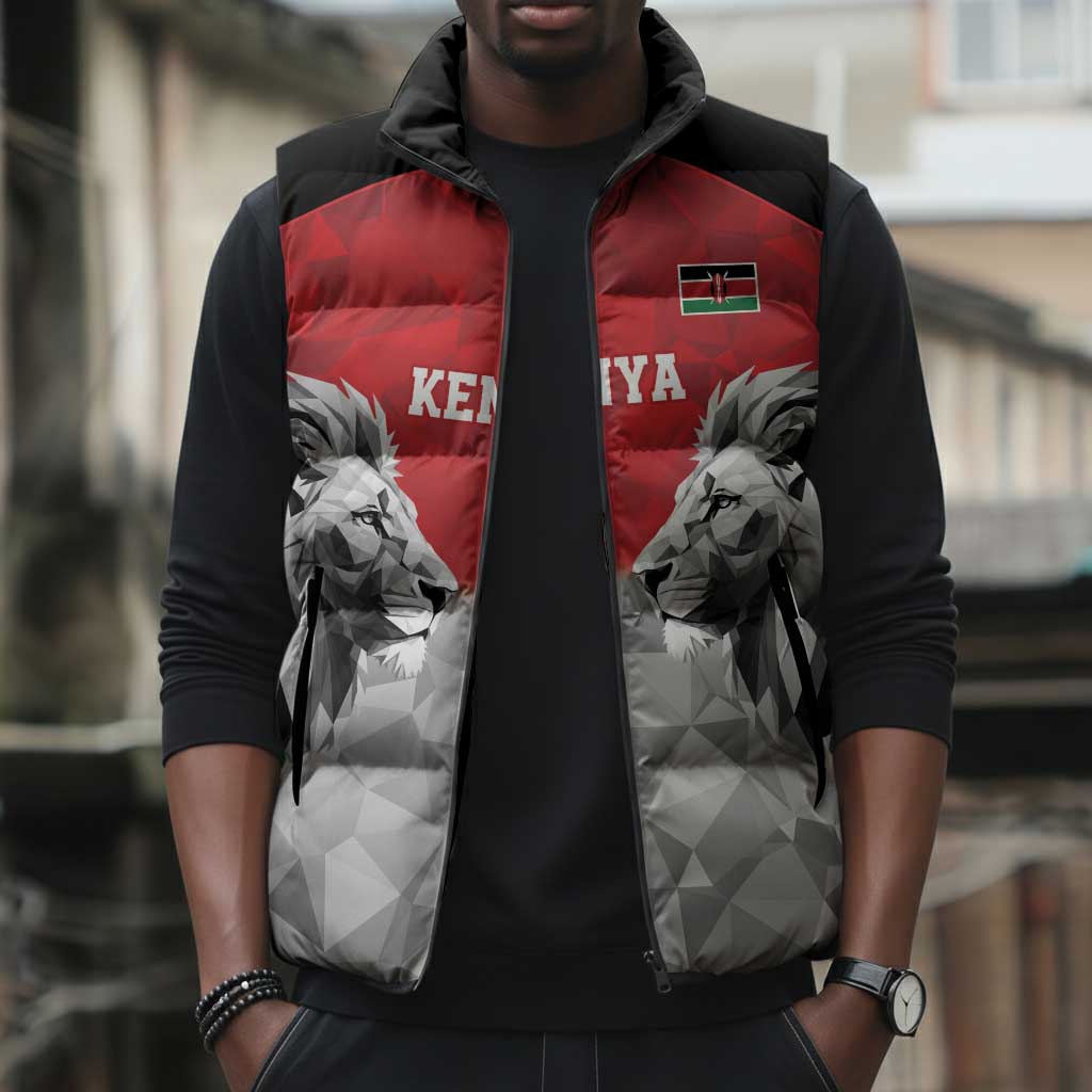 Custom Rugby Africa Kenya Sleeveless Puffer Jacket Red Kenyan 22-23 Motif