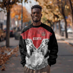 Custom Rugby Africa Kenya Sweatshirt Red Kenyan 22-23 Motif - African Pride