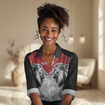 Custom Rugby Africa Kenya Women Casual Shirt Red Kenyan 22-23 Motif - African Pride