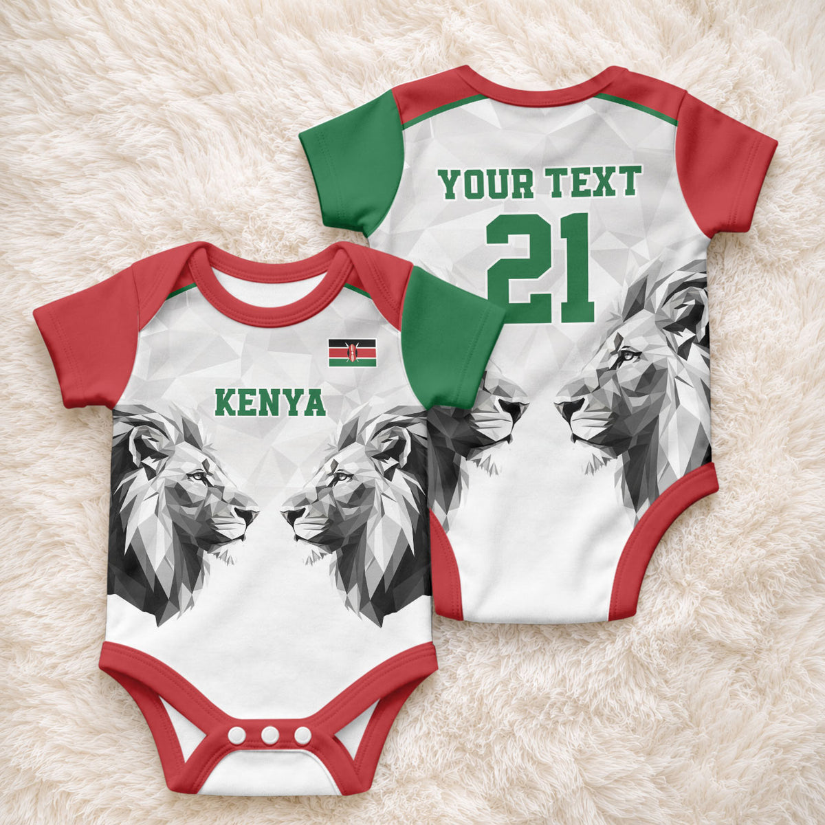 Custom Rugby Africa Kenya Baby Onesie White Kenyan 22-23 Motif