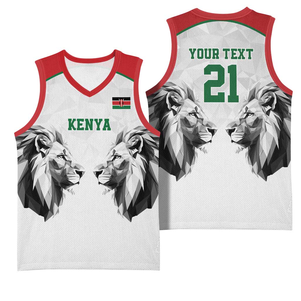 Custom Rugby Africa Kenya Basketball Jersey White Kenyan 22-23 Motif LT9