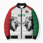 Custom Rugby Africa Kenya Bomber Puffer Jacket White Kenyan 22-23 Motif