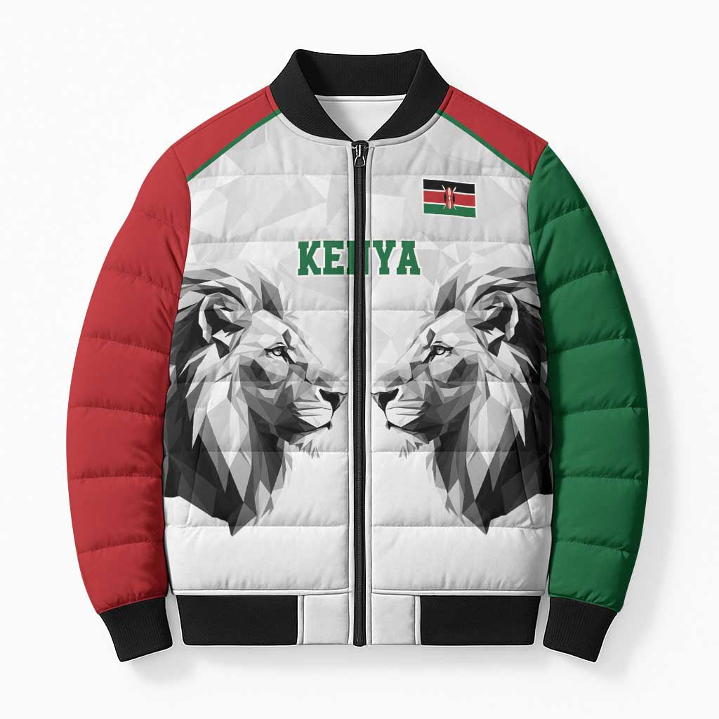 Custom Rugby Africa Kenya Bomber Puffer Jacket White Kenyan 22-23 Motif