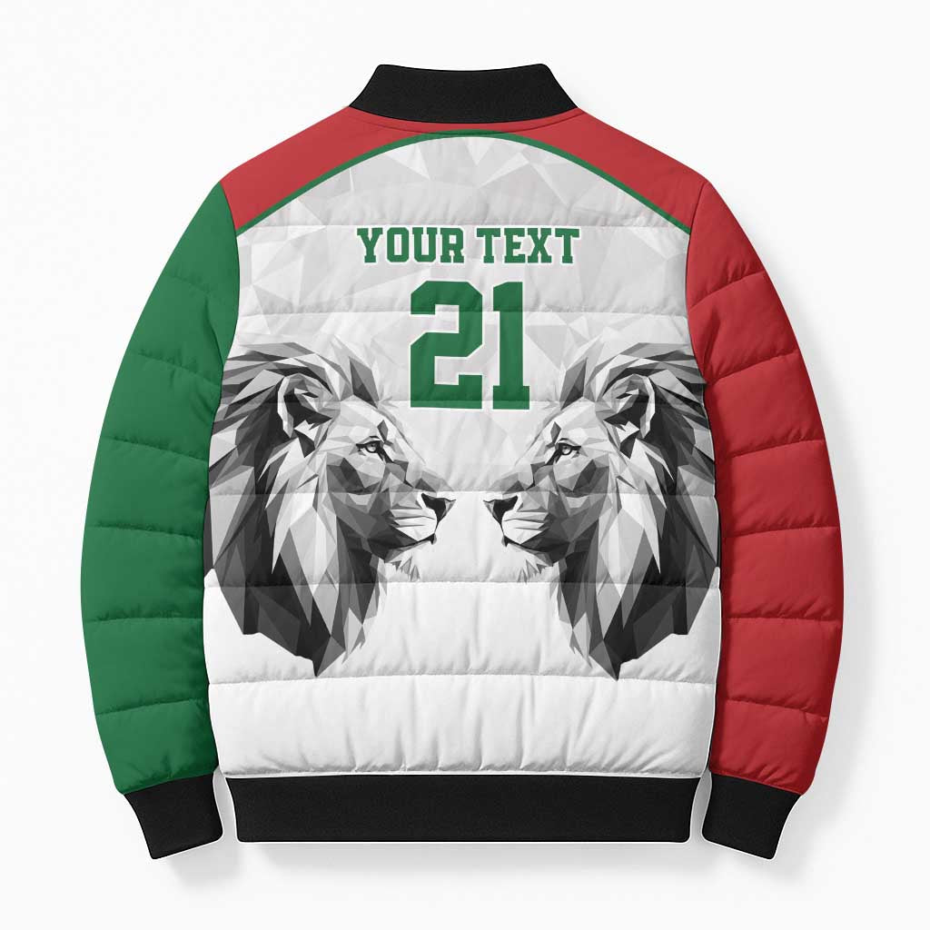 Custom Rugby Africa Kenya Bomber Puffer Jacket White Kenyan 22-23 Motif