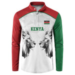Custom Rugby Africa Kenya Button Sweatshirt White Kenyan 22-23 Motif