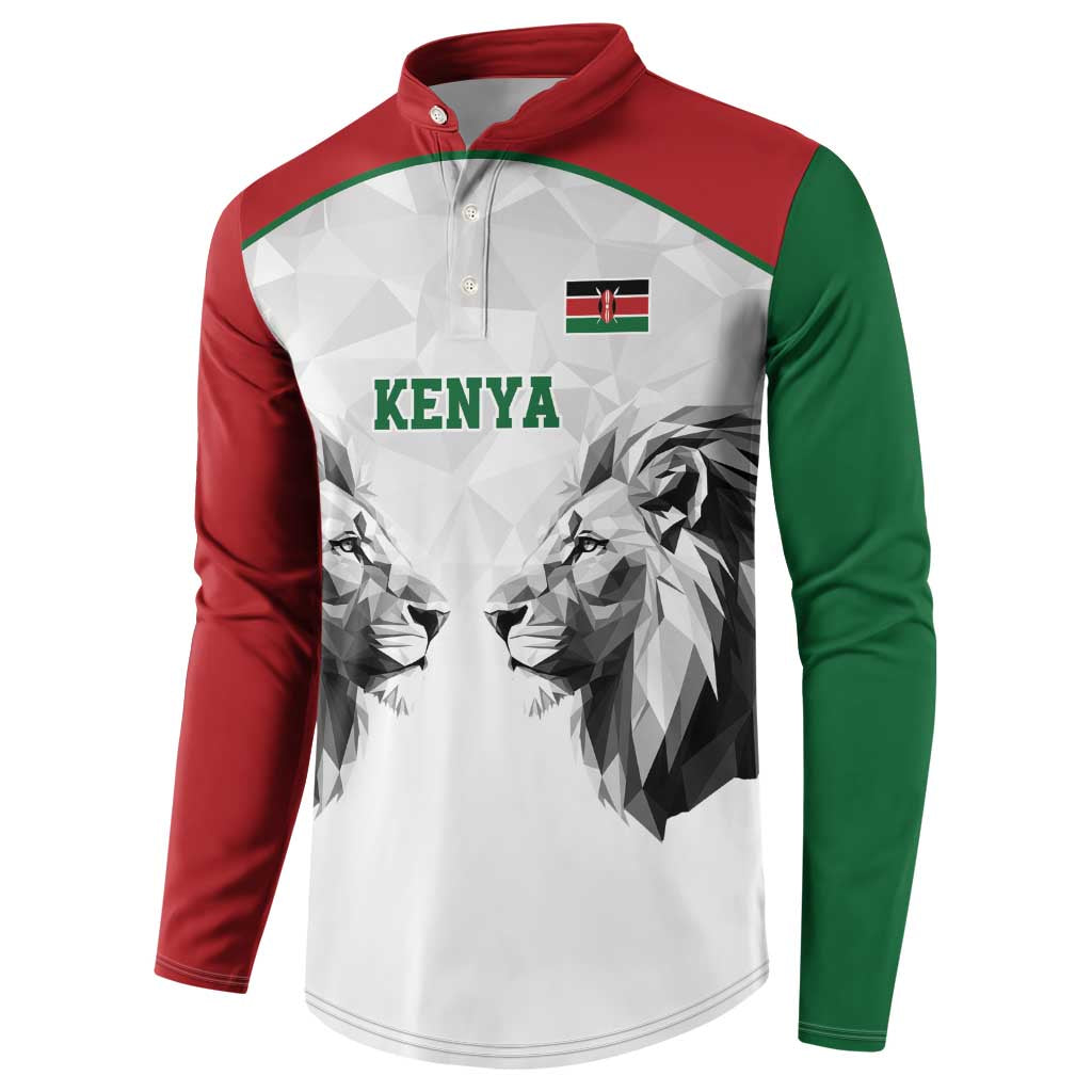 Custom Rugby Africa Kenya Button Sweatshirt White Kenyan 22-23 Motif
