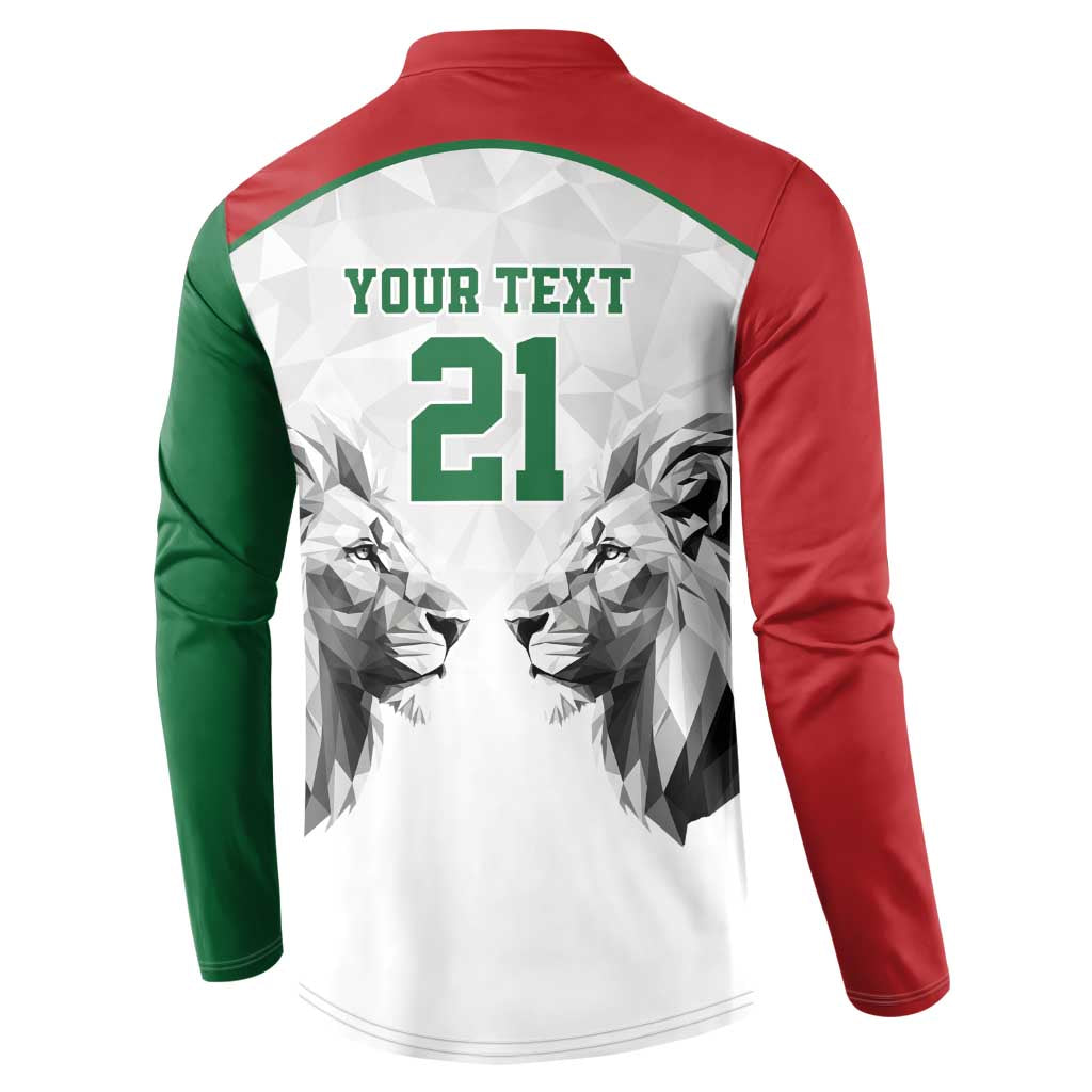 Custom Rugby Africa Kenya Button Sweatshirt White Kenyan 22-23 Motif