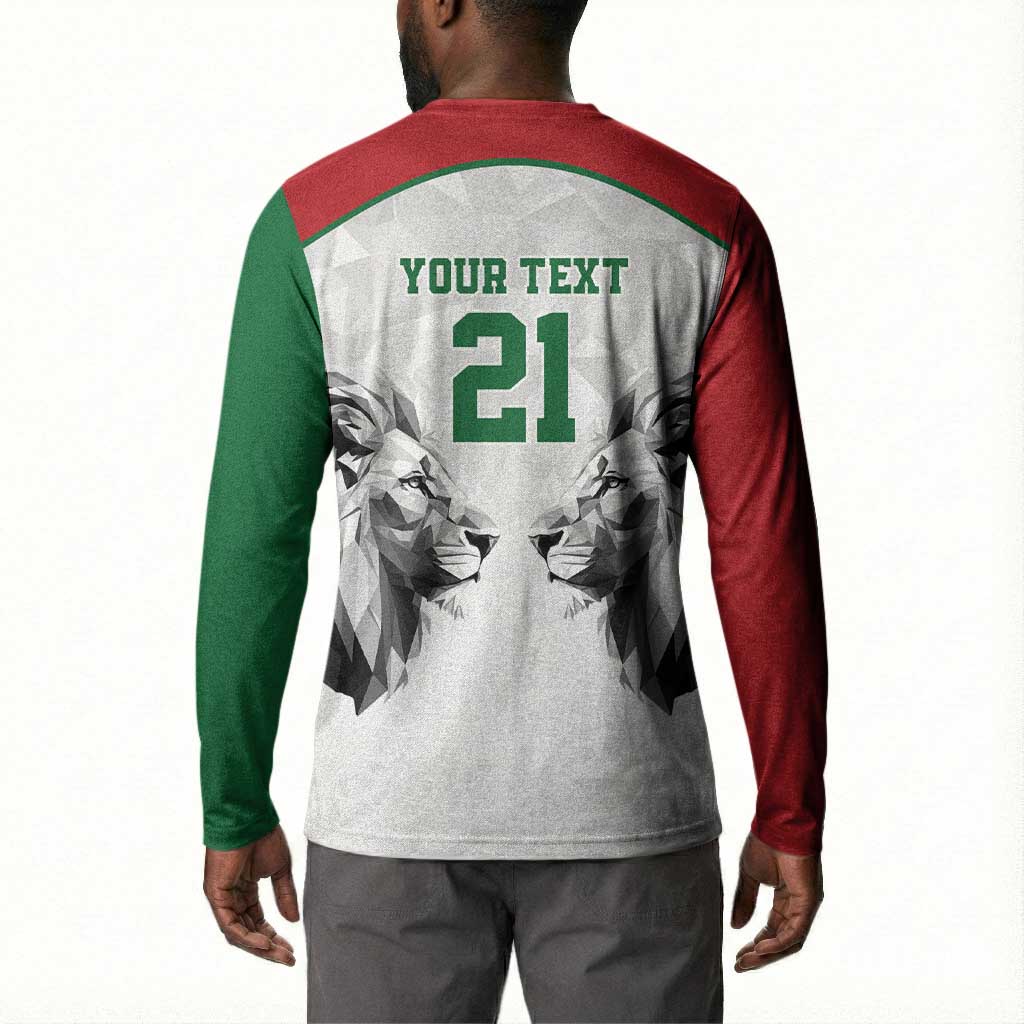 Custom Rugby Africa Kenya Button Sweatshirt White Kenyan 22-23 Motif
