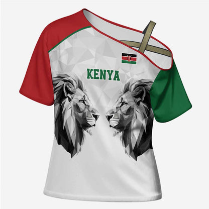 Custom Rugby Africa Kenya Cross Shoulder Shirt White Kenyan 22-23 Motif