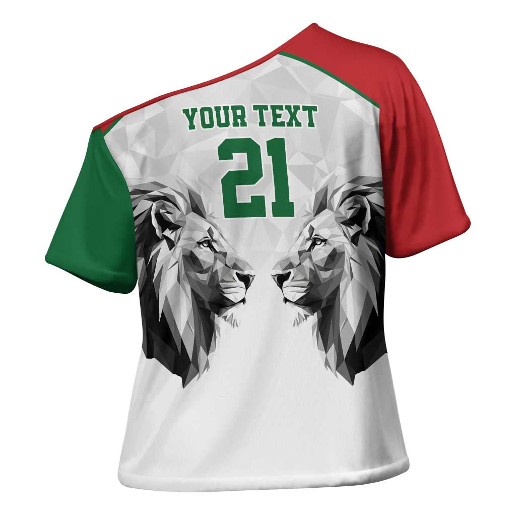 Custom Rugby Africa Kenya Cross Shoulder Shirt White Kenyan 22-23 Motif