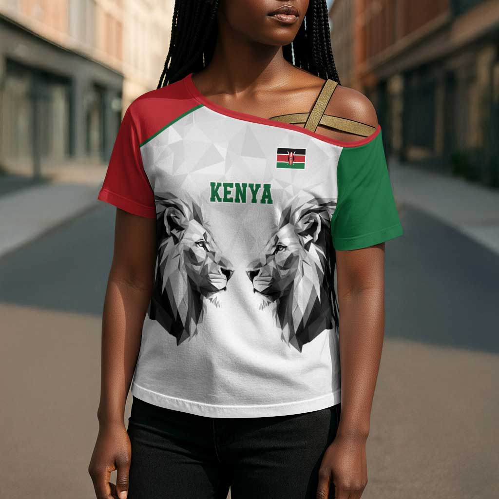 Custom Rugby Africa Kenya Cross Shoulder Shirt White Kenyan 22-23 Motif