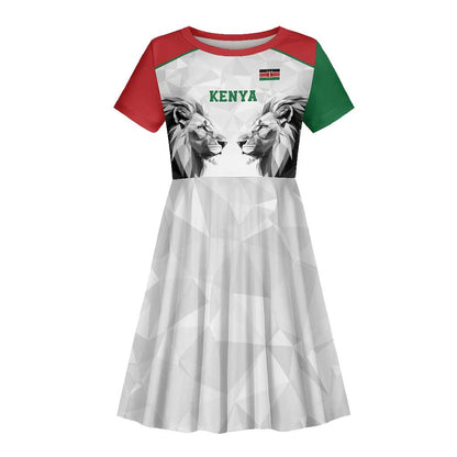 Custom Rugby Africa Kenya Kid Short Sleeve Dress White Kenyan 22-23 Motif - African Pride