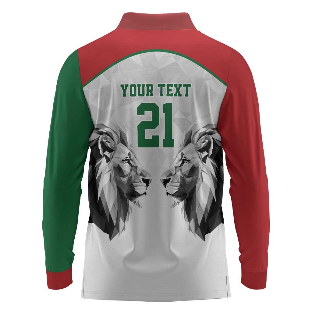 Custom Rugby Africa Kenya Long Sleeve Polo Shirt White Kenyan 22-23 Motif - African Pride