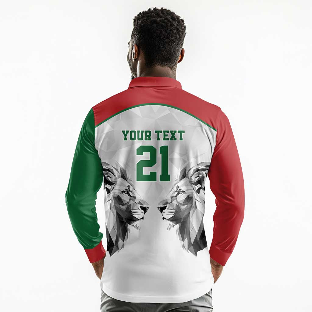 Custom Rugby Africa Kenya Long Sleeve Polo Shirt White Kenyan 22-23 Motif - African Pride