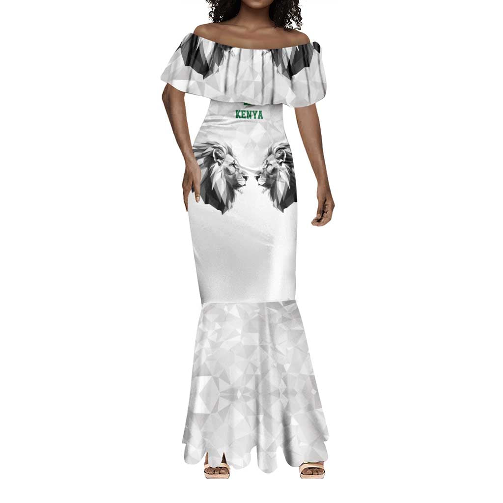 Custom Rugby Africa Kenya Mermaid Dress White Kenyan 22-23 Motif - African Pride