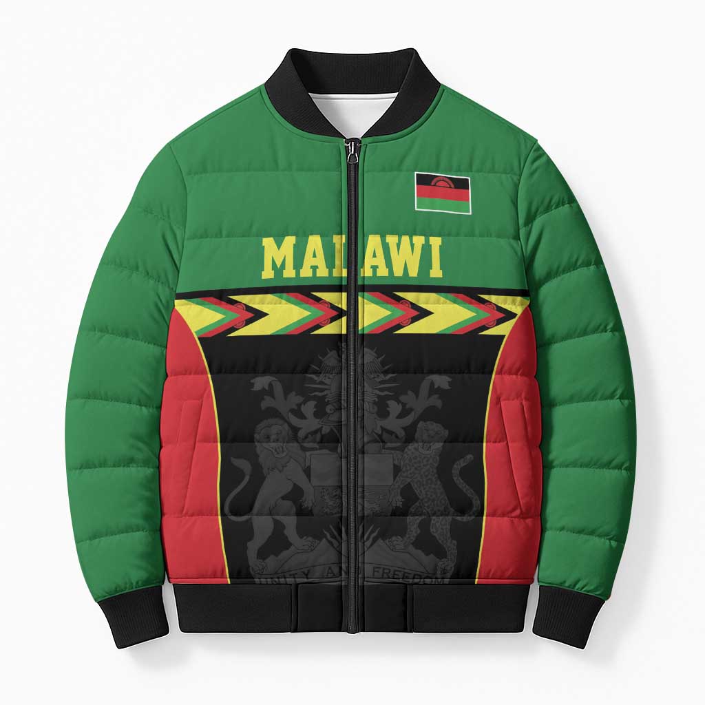 Custom Cricket Africa Malawi Bomber Puffer Jacket Malawi Chevron Pattern