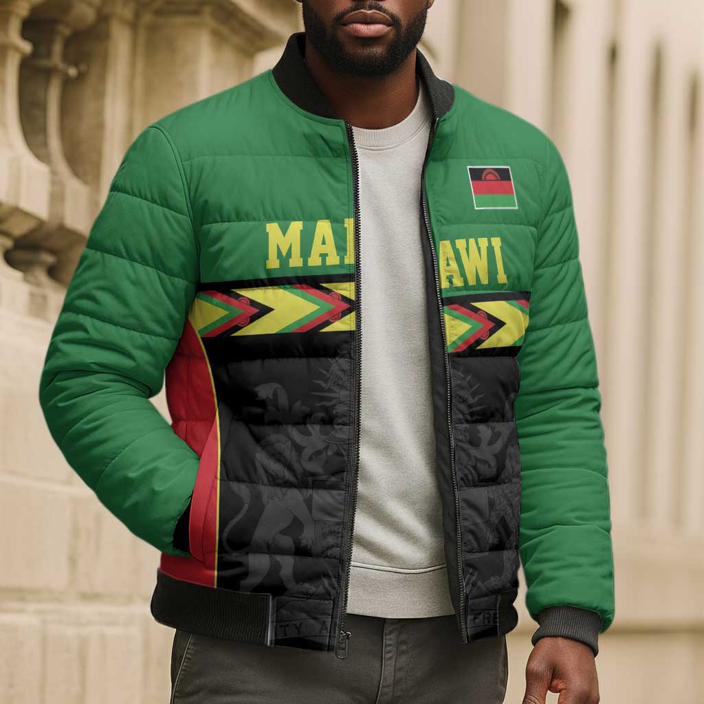 Custom Cricket Africa Malawi Bomber Puffer Jacket Malawi Chevron Pattern