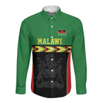 Custom Cricket Africa Malawi Long Sleeve Button Shirt Malawi Chevron Pattern - African Pride