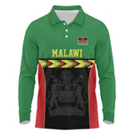 Custom Cricket Africa Malawi Long Sleeve Polo Shirt Malawi Chevron Pattern - African Pride