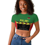 Custom Cricket Africa Malawi Raglan Cropped T shirt Malawi Chevron Pattern - African Pride