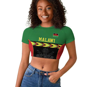 Custom Cricket Africa Malawi Raglan Cropped T shirt Malawi Chevron Pattern - African Pride